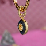 Bermuda Blue Dancing Stone Spinning Tarnish-Resistant Silver Dangle Charm in 14K Gold Plated - Created with Swarovski® Crystals