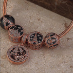 Sterling Silver Mysterious Allure Charms Bracelet Set With Enamel In Rose Gold Plated