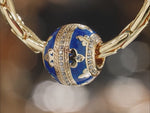 Sterling Silver Blue Leather Butterfly Dance Charms Bracelet Set In 14K Gold Plated (Includes bracelet and all charms shown)