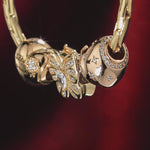 Sterling Silver Golden Backyard Charms Bracelet Set In 14K Gold Plated