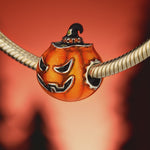Sterling Silver Halloween Pumpkin Charms With Enamel In Blackened 925 Sterling Silver Plated