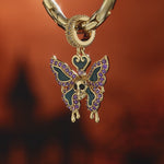 Macabre Monarch Tarnish-resistant Silver Dangle Charms With Enamel In 14K Gold Plated