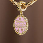 Pink Birthday Wishes Tarnish-resistant Silver Dangle Charms In 14K Gold Plated