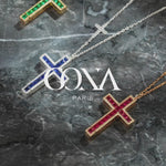 Sterling Silver Lab-Created Emerald Sliding Cross Necklace, Engraved "With God All Things Are Possible" Matthew 19:26, 2.0 CT. TW. Princess-Cut Hidden Extendable Pendant (Includes GRC Certification from Gemstone Research Center)