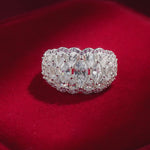 4*8mm Marquise Brilliant Cut Lab Zircon - Pave Classic Engagement Ring White Gold Plated