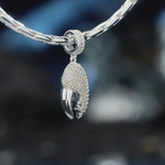 Coastal Crab Claw Pavé-Set Gemstone Dangle Charm in Tarnish-Resistant Silver