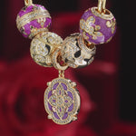 Sterling Silver Lavish Amour Charms Bracelet Set With Enamel In 14K Gold Plated