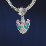 Little Dancing Angel Tarnish-resistant Silver Dangle Charms With Enamel In White Gold Plated