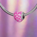 Pink Romantic Love Tarnish-resistant Silver Charms With Enamel In White Gold Plated