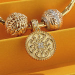 Sterling Silver Memories Of Versailles Charms Bracelet Set In 14K Gold Plated