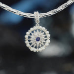 Ocean Mermaid Lab-Created Sapphire & Pearl Dangle Charm in Tarnish-Resistant Silver with White Gold Plating
