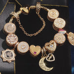 Sterling Silver Tender Love Charms Bracelet Set With Enamel In 14K Gold Plated