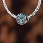 Sterling Silver Natural Turquoise Guarding Spirit Talisman Charm - Blackened 925 Sterling Silver