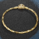 Sterling Silver Classic Seashell Bamboo Chain Bracelet In 14K Gold Plated