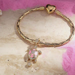 Blush Turtle Tarnish-resistant Silver Dangle Charms With Enamel In 14K Gold Plated