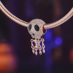 Lady Skeleton Tarnish-resistant Silver Dangle Charms With Enamel In Rose Gold Plated