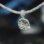 Timeless Fable Lotus Leaf Dewdrop Pearl & Gemstone Dangle Charm in Tarnish-Resistant Silver with White Gold Plating