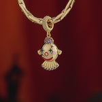 Harlequin's Haunt Tarnish-resistant Silver Dangle Charms With Enamel In 14K Gold Plated