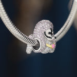 Sterling Silver Cute Poodle Charms In White Gold Plated