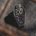 Blackened Sterling Silver Gothic Castle, Mummy & Coffin Curated Charm Bracelet Set with Black Braided Cord (Includes Bracelet And All Charms Shown)