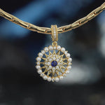 Ocean Mermaid Lab-Created Sapphire & Pearl Dangle Charm in Tarnish-Resistant Silver with 14K Gold Plating