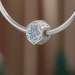 Sterling Silver Blue Ice Magic Charms In White Gold Plated