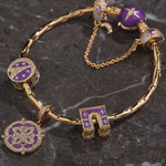 Sterling Silver Majestic Triumphal Arch Charms Bracelet Set With Enamel In 14K Gold Plated