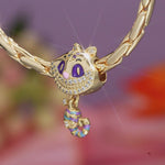 Enchanted Wonderland Cheshire Tarnish-Resistant Silver Charm In 14K Gold Plated