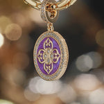 Purple Versailles Light Tarnish-resistant Silver Dangle Charms With Enamel In 14K Gold Plated