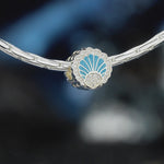 Cove Scallop Shell Charm in Tarnish-Resistant Silver With Crystal