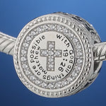 Sterling Silver God's Welfare Charms With Enamel In White Gold Plated