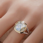 Created With Swarovski® Crystals - Cushion Modified Brilliant Cut Moonlight Color Classic Engagement Ring Two-Tone Plating