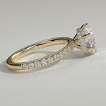 2ct Round Lab-Grown Diamond Ring with Wraparound Hidden Halo & Pave Band Cathedral Setting Tarnish-resistant Silver In 14K Gold Plated (Includes IGI Certification from International Gemological Institute)