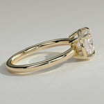 2ct Elongated Cushion Lab-Grown Diamond East-West Claw Solitaire with Bezel Frame Engagement Ring in Solid 14K Yellow Gold (Includes IGI Certification from International Gemological Institute)