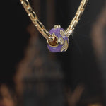 Mischievous Paw Glow-in-the-Dark Purple Enamel & Clear Pavé-Set Charm Bead in Tarnish-Resistant Silver