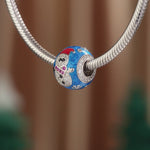 Sterling Silver Blue Snowbaby Charms With Enamel In White Gold Plated