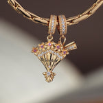 Graduation Bouquet Tarnish-resistant Silver Dangle Charms In 14K Gold Plated