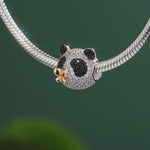 Panda and Butterfly Tarnish-resistant Silver Animal Charms In Two-Tone Plating