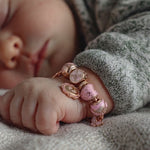 BloomLove Sterling Silver Charm Bracelet – Rose Gold-Plated Pink Floral & Heart Charms with Safety Chain (Includes Bracelet with All Charms Shown)