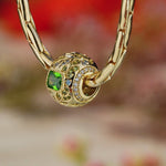 Deep Green Sprig Locket Tarnish-resistant Silver Charms In 14K Gold Plated