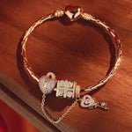 Sterling Silver Magic of Love Charms Bracelet Set In 14K Gold Plated