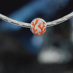 Volcanic Shore Coral Branch Enamel Pavé Bead Charm in Tarnish-Resistant Silver