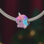 Dreamscape Unicorn Tarnish-resistant Silver Charms With Enamel In White Gold Plated