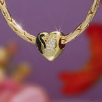 Yin-Yang Black & Pink Swan Heart Tarnish-Resistant Silver Charm In 14K Gold Plated