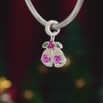 Christmas Bloom Bells Tarnish-resistant Silver Dangle Charms In White Gold Plated