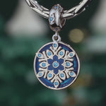 Sterling Silver Blue Ice And Snow Magic Charms With Enamel In White Gold Plated