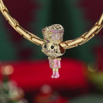 Pink Vanguard Tarnish-resistant Silver Charms With Enamel In 14K Gold Plated