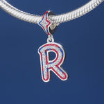 Sterling Silver I Love Paris - Letter R Charms With Enamel In White Gold Plated