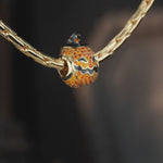 Orange Pumpkin Lantern Tarnish-resistant Silver Charms With Enamel In 14K Gold Plated