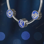 Sterling Silver Leo Charms With Enamel In White Gold Plated
